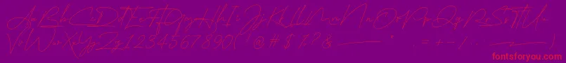 east liberty signature-Schriftart – Rote Schriften auf violettem Hintergrund