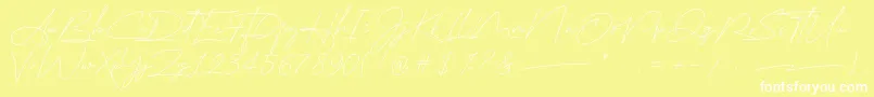 east liberty signature-Schriftart – Weiße Schriften auf gelbem Hintergrund