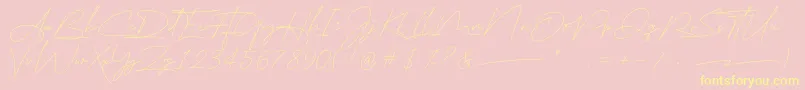 east liberty signature-Schriftart – Gelbe Schriften auf rosa Hintergrund