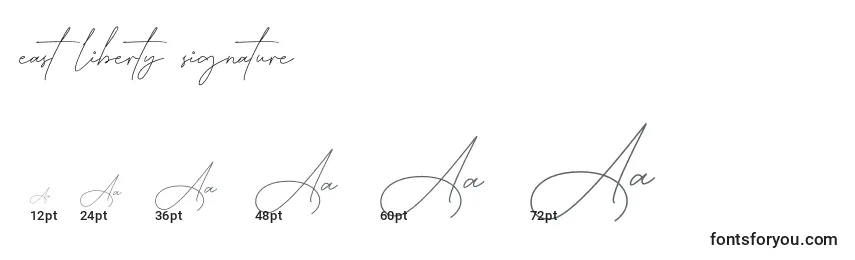 Größen der Schriftart East liberty signature
