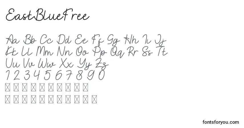 Schriftart EastBlueFree – Alphabet, Zahlen, spezielle Symbole