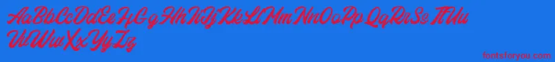 Eastchaft FREE-Schriftart – Rote Schriften auf blauem Hintergrund