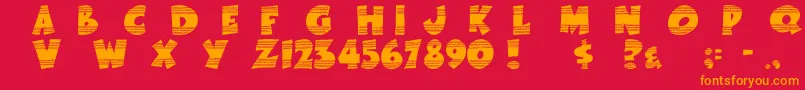 フォントEasterFunbyTom – 赤い背景にオレンジの文字