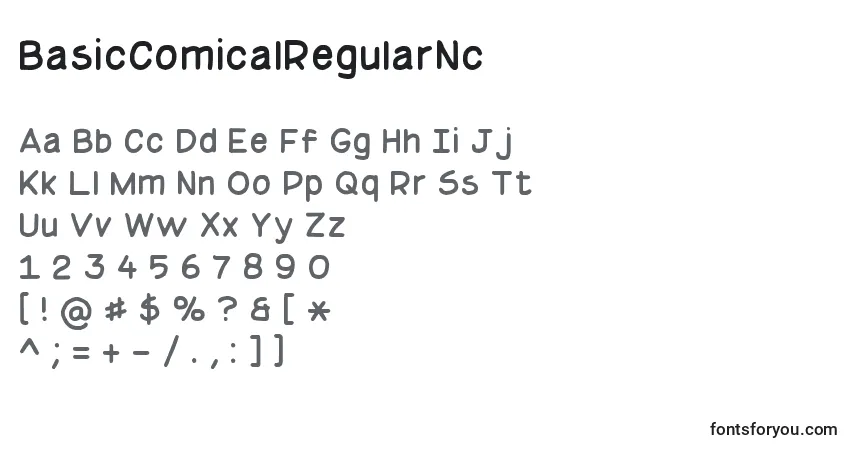 A fonte BasicComicalRegularNc – alfabeto, números, caracteres especiais