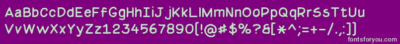 フォントBasicComicalRegularNc – 紫の背景に緑のフォント
