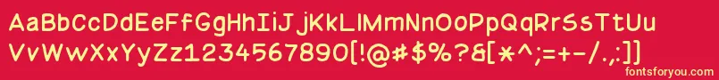 BasicComicalRegularNc-fontti – keltaiset fontit punaisella taustalla