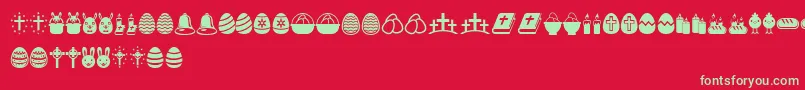 フォントEasterIcons – 赤い背景に緑の文字