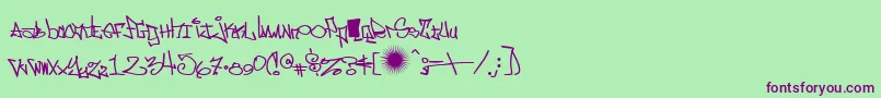 eastm   -fontti – violetit fontit vihreällä taustalla