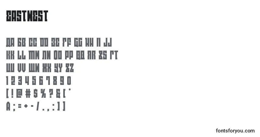 Schriftart Eastwest (125723) – Alphabet, Zahlen, spezielle Symbole