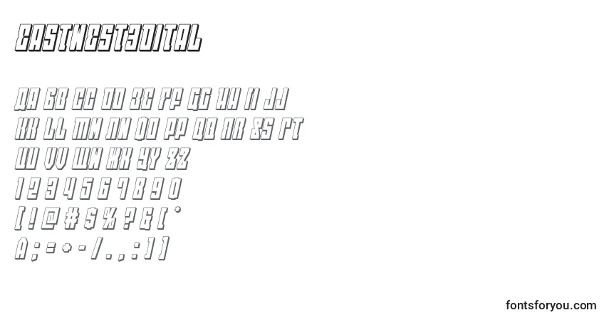 Czcionka Eastwest3dital (125727) – alfabet, cyfry, specjalne znaki