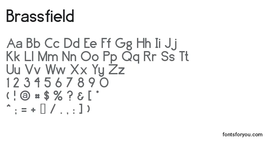 Czcionka Brassfield – alfabet, cyfry, specjalne znaki