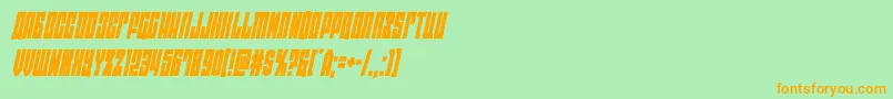 eastwestcondital-Schriftart – Orangefarbene Schriften auf grünem Hintergrund