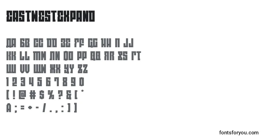 Schriftart Eastwestexpand (125734) – Alphabet, Zahlen, spezielle Symbole