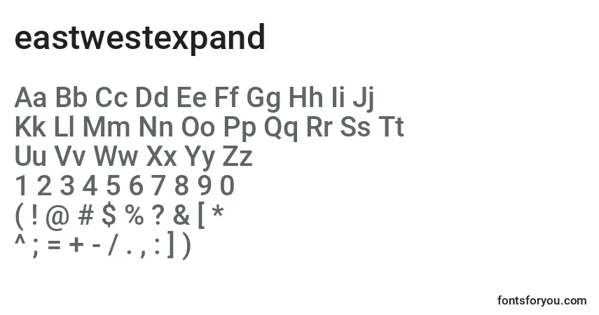 Schriftart Eastwestexpand (125735) – Alphabet, Zahlen, spezielle Symbole