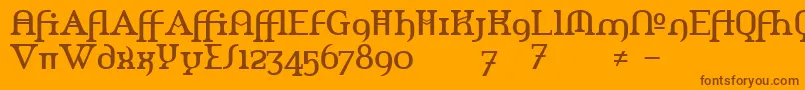 フォントAmerikaAlternates – オレンジの背景に茶色のフォント