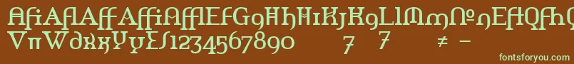 フォントAmerikaAlternates – 緑色の文字が茶色の背景にあります。