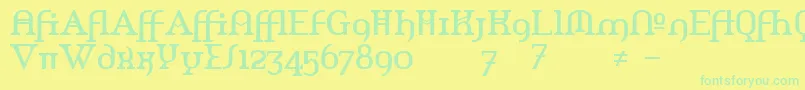 フォントAmerikaAlternates – 黄色い背景に緑の文字