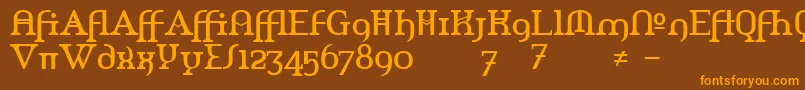 フォントAmerikaAlternates – オレンジ色の文字が茶色の背景にあります。