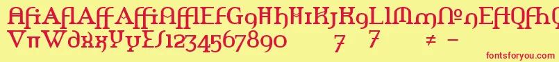フォントAmerikaAlternates – 赤い文字の黄色い背景