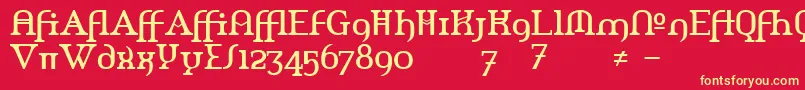 フォントAmerikaAlternates – 黄色の文字、赤い背景