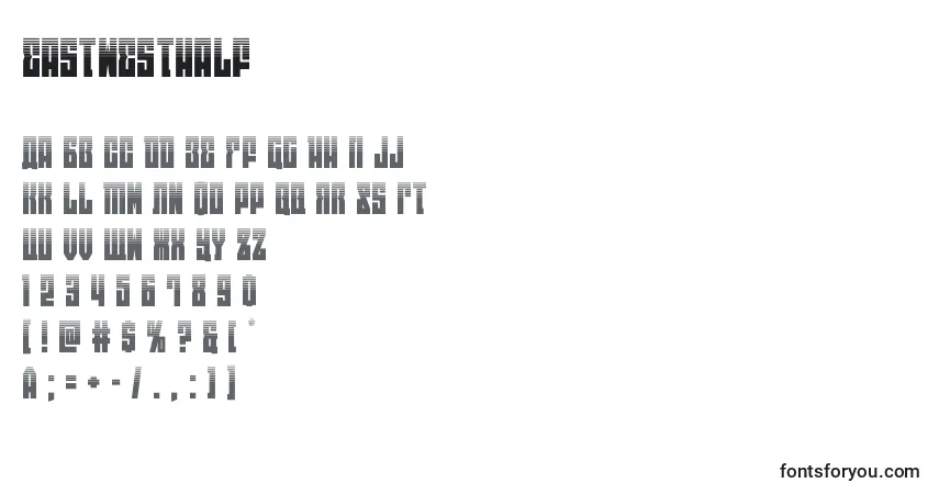 A fonte Eastwesthalf (125742) – alfabeto, números, caracteres especiais