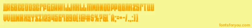 フォントeastwesthalf – オレンジの文字が黄色の背景にあります。