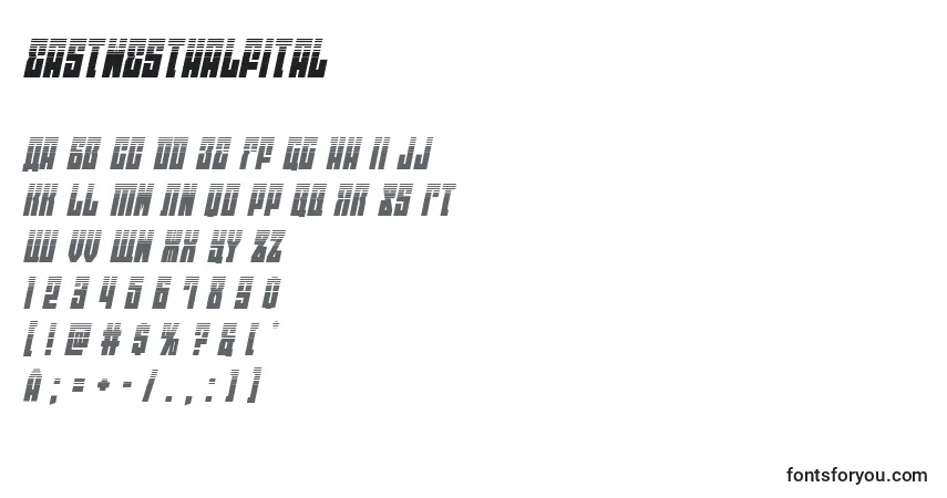 Schriftart Eastwesthalfital (125745) – Alphabet, Zahlen, spezielle Symbole
