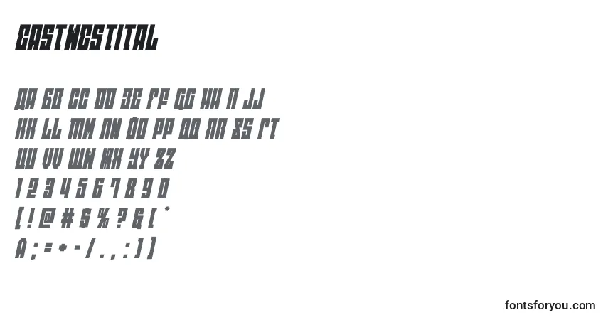 Schriftart Eastwestital (125746) – Alphabet, Zahlen, spezielle Symbole