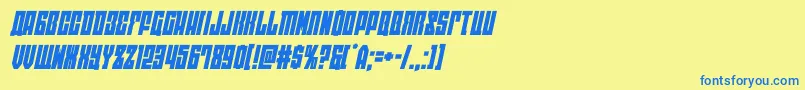 フォントeastwestital – 青い文字が黄色の背景にあります。