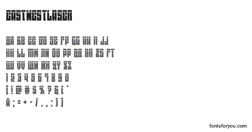 A fonte Eastwestlaser (125748) – alfabeto, números, caracteres especiais