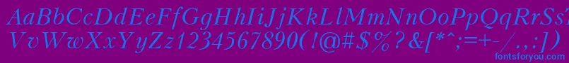 フォントPeterburgItalic – 紫色の背景に青い文字