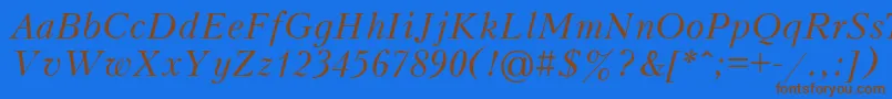 PeterburgItalic-Schriftart – Braune Schriften auf blauem Hintergrund