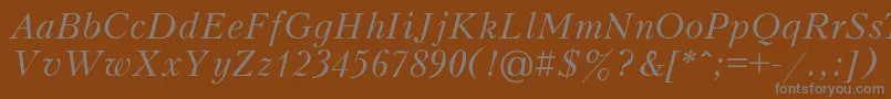 フォントPeterburgItalic – 茶色の背景に灰色の文字