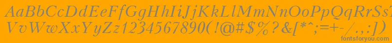 PeterburgItalic-Schriftart – Graue Schriften auf orangefarbenem Hintergrund