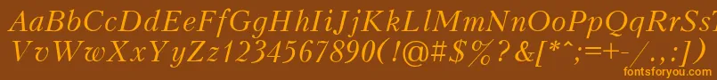 PeterburgItalic-Schriftart – Orangefarbene Schriften auf braunem Hintergrund