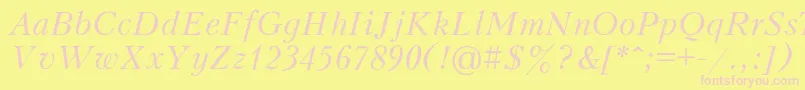 Fonte PeterburgItalic – fontes rosa em um fundo amarelo