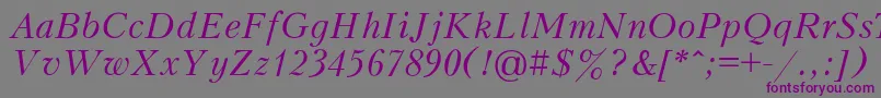 Czcionka PeterburgItalic – fioletowe czcionki na szarym tle