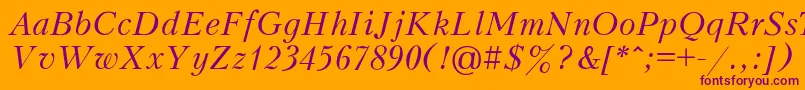 PeterburgItalic-Schriftart – Violette Schriften auf orangefarbenem Hintergrund