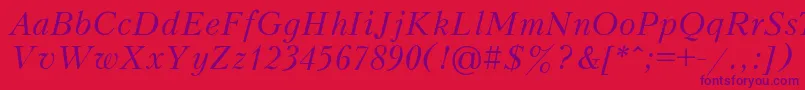 Czcionka PeterburgItalic – fioletowe czcionki na czerwonym tle