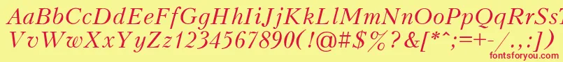 PeterburgItalic Font – Red Fonts on Yellow Background