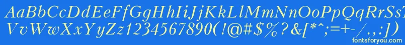 PeterburgItalic Font – Yellow Fonts on Blue Background