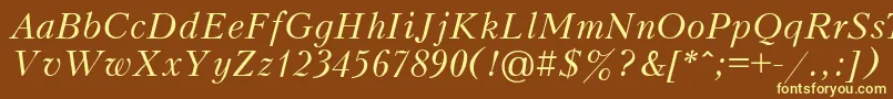 Fonte PeterburgItalic – fontes amarelas em um fundo marrom