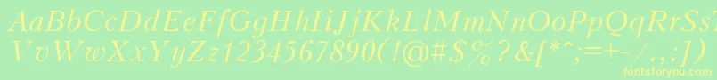 Fonte PeterburgItalic – fontes amarelas em um fundo verde