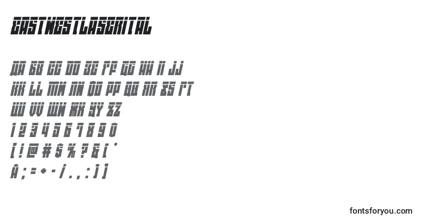 Schriftart Eastwestlaserital (125750) – Alphabet, Zahlen, spezielle Symbole