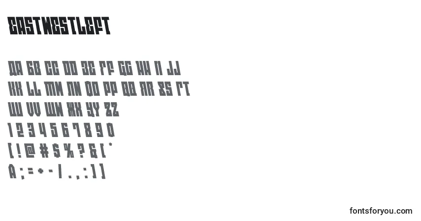 A fonte Eastwestleft (125752) – alfabeto, números, caracteres especiais
