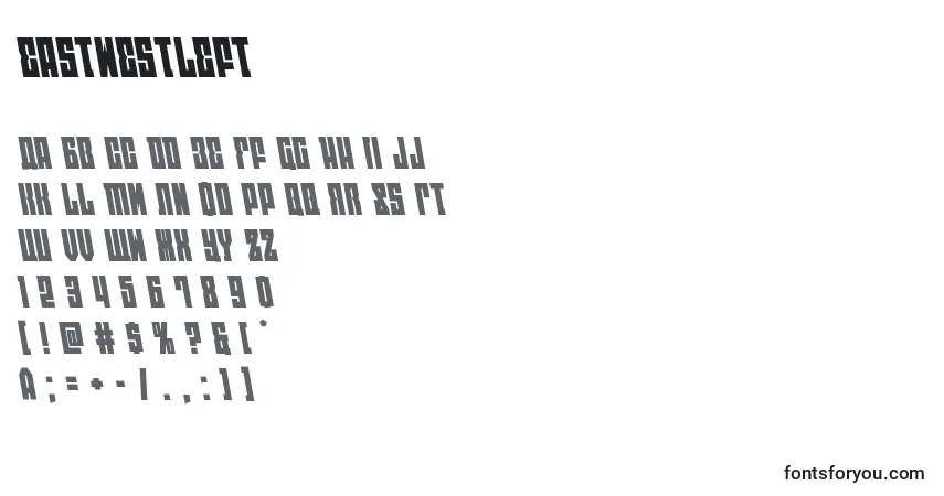 Schriftart Eastwestleft (125753) – Alphabet, Zahlen, spezielle Symbole