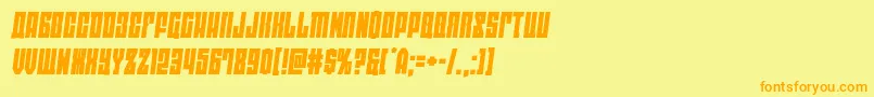 フォントeastwestsemital – オレンジの文字が黄色の背景にあります。