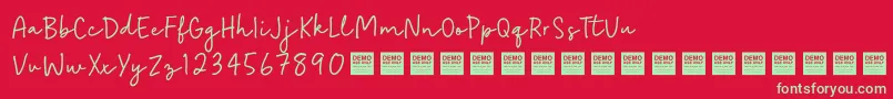Easy Going   Demo-Schriftart – Grüne Schriften auf rotem Hintergrund
