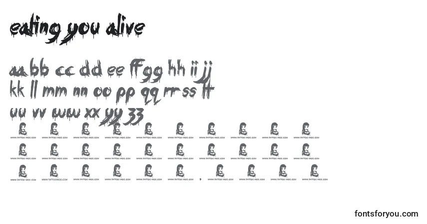 Czcionka Eating You Alive – alfabet, cyfry, specjalne znaki