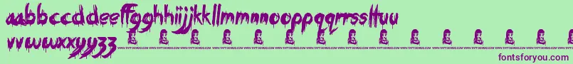 Eating You Alive Font – Purple Fonts on Green Background